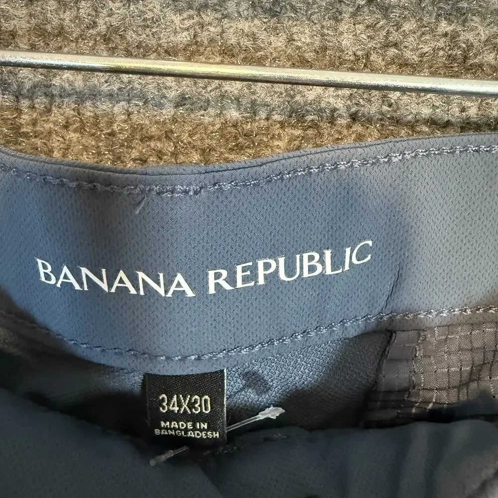 Banana Republic Pants Men 34x30 Blue Flat Front Chino Performance Stretch Casual